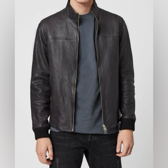 Men’s All Saints Astoria buttery soft lamb leather jacket size medium - Picture 3 of 16